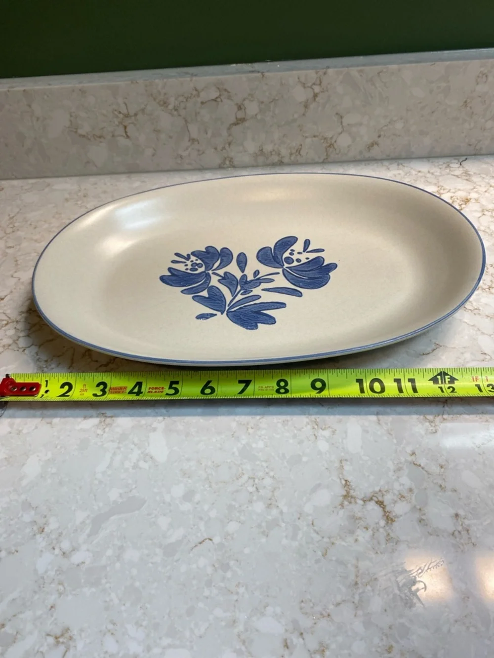 Pfaltzgraff Blue Floral Cream Oval Serving Platter